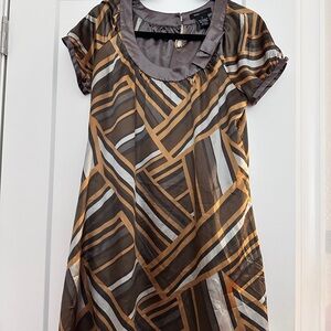 Geometric Brown and Tan BCBG Maxazria Dress Small